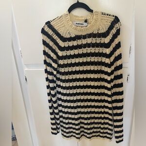 Rumored Black & Cream Striped Mini Dress